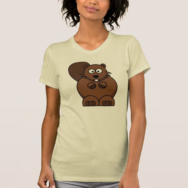 Niedlicher Cartoon Beaver Funny Woodland Tier T-Shirt (Vorderseite)