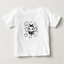 Niedlicher Cartoon Bee Baby T - Shirt - Schwarz-We