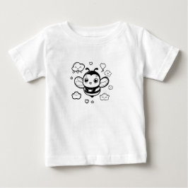 Niedlicher Cartoon Bee Baby T - Shirt - Schwarz-We