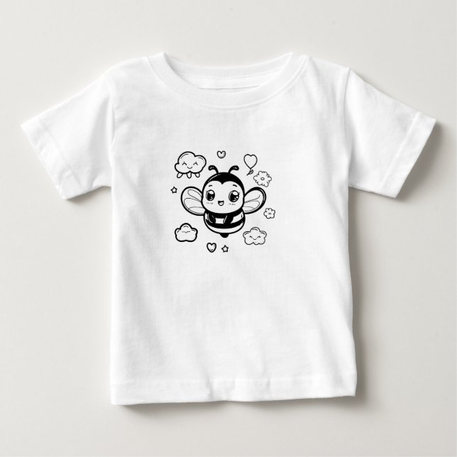 Niedlicher Cartoon Bee Baby T - Shirt - Schwarz-We (Vorderseite)