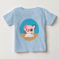 Niedlicher Cartoon beim Schreiben von Pig-Baby-Bek