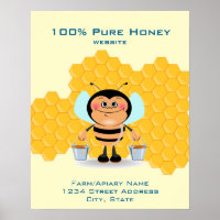 Niedlicher Cartoon Biene trägt Eimer von Honey Bus