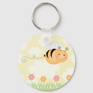 Niedlicher Cartoon Biene und Bienenstock Blume Sch Schlüsselanhänger
