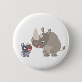 Niedlicher Cartoon Big Rhino und Baby Rhino Button