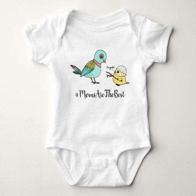 Niedlicher Cartoon Bird Beste Mama Erster Mutterta Baby Strampler (Vorderseite)