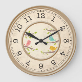 Niedlicher Cartoon Birds Kinder Große Wanduhr