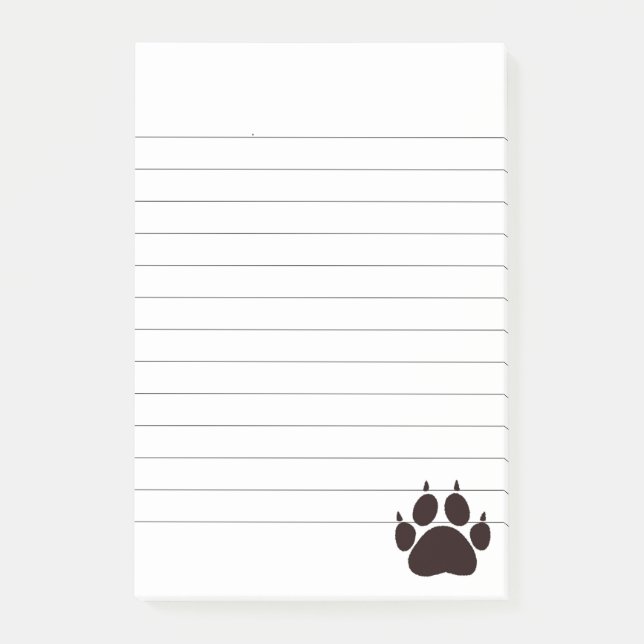 Niedlicher Cartoon Black Cat Paw Prints Lined Post-it Klebezettel (Vorderseite)
