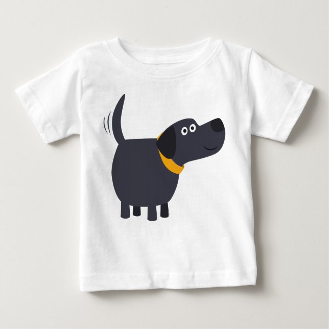 Niedlicher Cartoon Black Labrador Baby T - Shirt (Vorderseite)