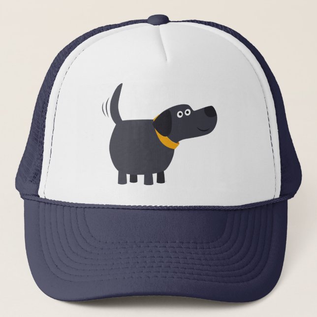 Niedlicher Cartoon Black Labrador Hat Truckerkappe (Vorderseite)