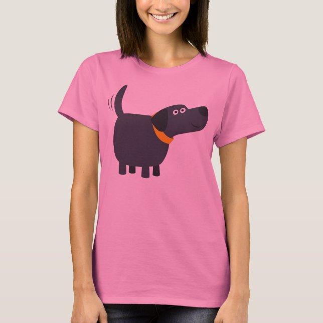 Niedlicher Cartoon Black Labrador Women T - Shirt (Vorderseite)
