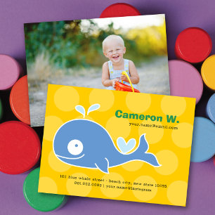 Niedlicher Cartoon Blauwal Kid Profile Foto rufen Visitenkarte