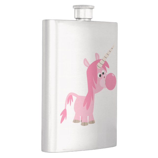Niedlicher Cartoon Blubble Gum Unicorn Classic Fla Flachmann (Rechts)