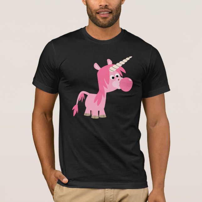 Niedlicher Cartoon Blubble Gum Unicorn T - Shirt (Vorderseite)