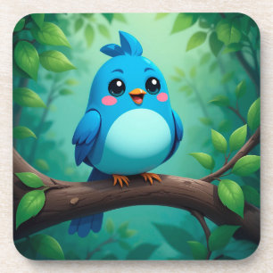 Niedlicher Cartoon Blue Bird Getränkeuntersetzer