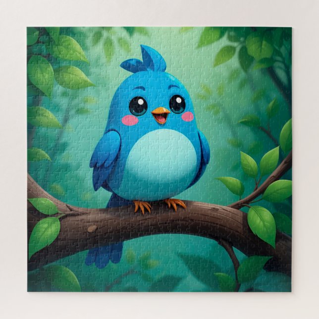 Niedlicher Cartoon Blue Bird Puzzle (Vertikal)