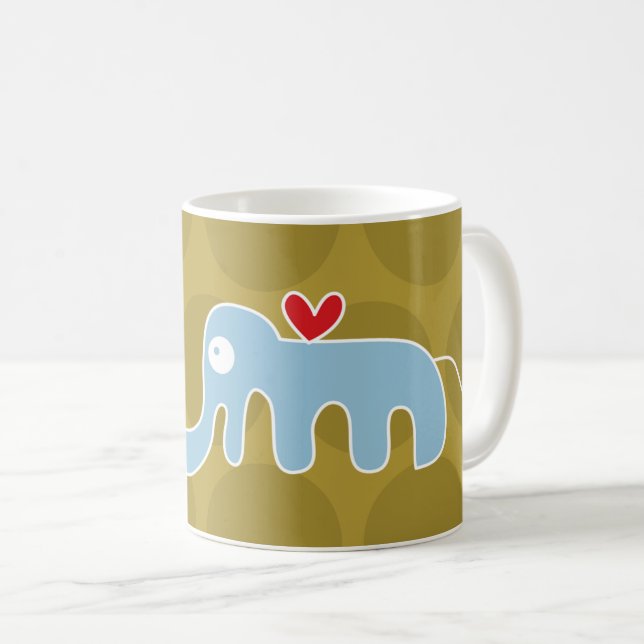 Niedlicher Cartoon Blue Elephant & Fun Dots Childr Tasse (VorderseiteRechts)