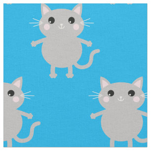 Niedlicher Cartoon Blue Gray Cats Baby Kinderzimme Stoff