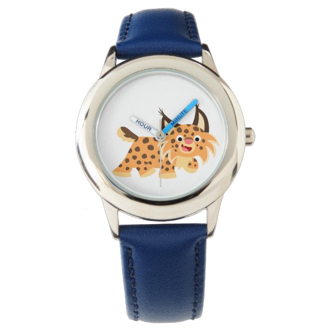 Niedlicher Cartoon Bobcat Watch Armbanduhr (Vorderseite)