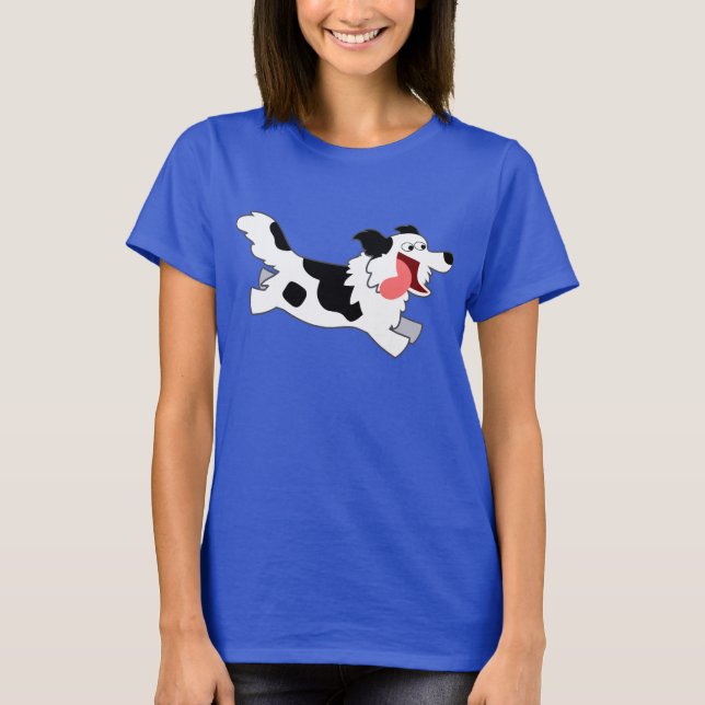 Niedlicher Cartoon--Border-Collie-Frauen-T - Shirt (Vorderseite)