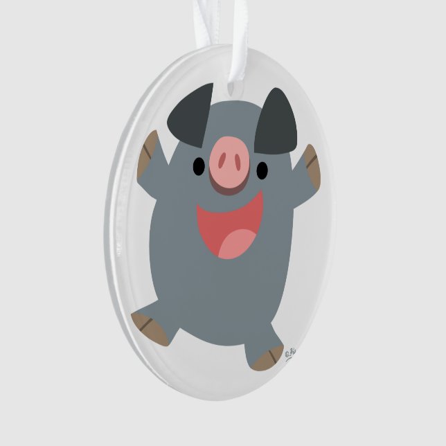 Niedlicher Cartoon Bouncy Pig Acrylschmuck Ornament (Vorderseite)