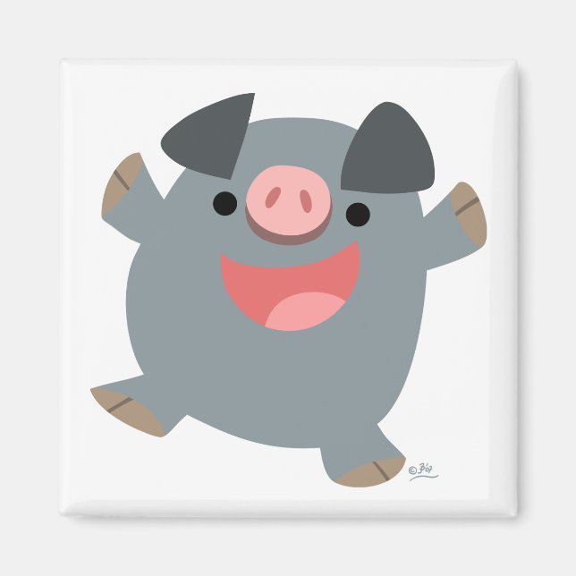 Niedlicher Cartoon Bouncy Pig Magnet (Vorne)