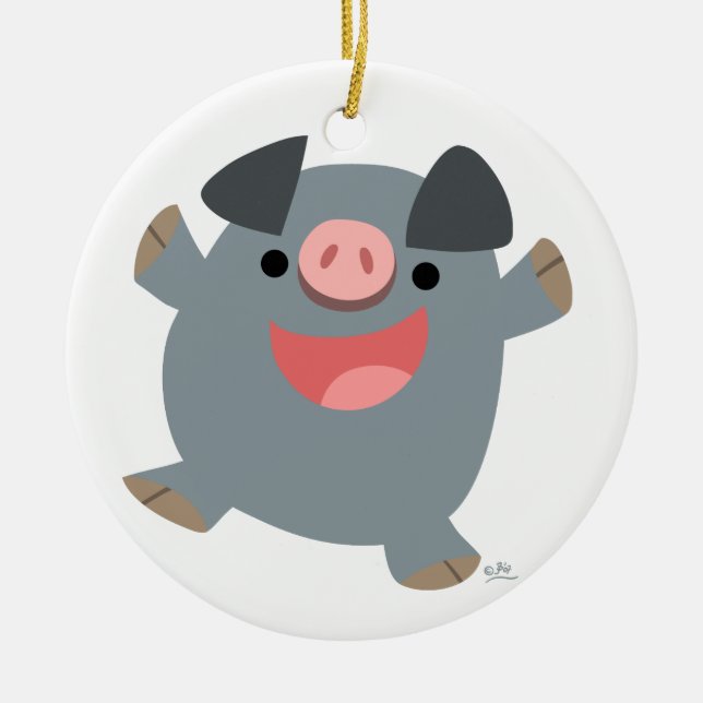 Niedlicher Cartoon Bouncy Pig Ornament (Vorne)