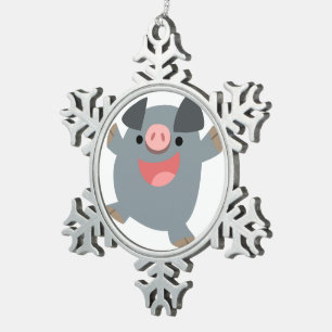 Niedlicher Cartoon Bouncy Pig Pewter Ornament