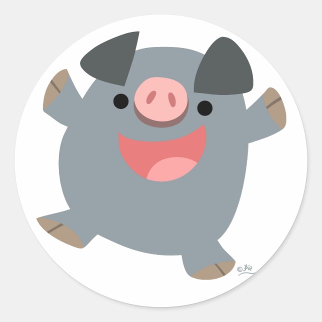 Niedlicher Cartoon Bouncy Pig Sticker (Vorderseite)