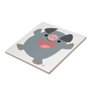 Niedlicher Cartoon Bouncy Pig Tile Fliese