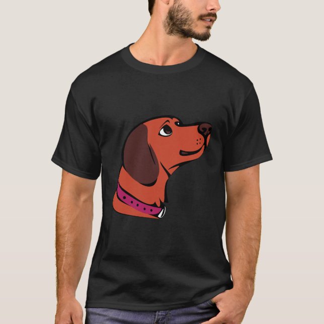 Niedlicher Cartoon Brauner Hund mit rosa Collar Sw T-Shirt (Vorderseite)