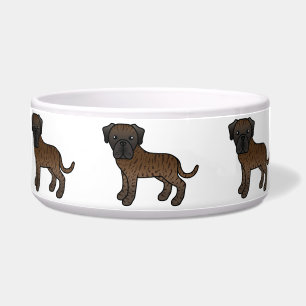 Niedlicher Cartoon Brindle Old English Mastiff Hun Napf