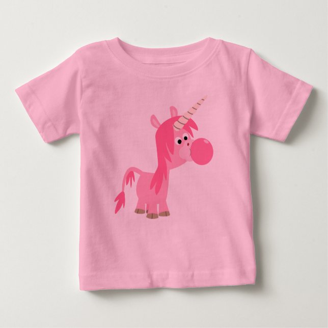 Niedlicher Cartoon Bubble Gum Unicorn Baby T - Shi Baby T-shirt (Vorderseite)