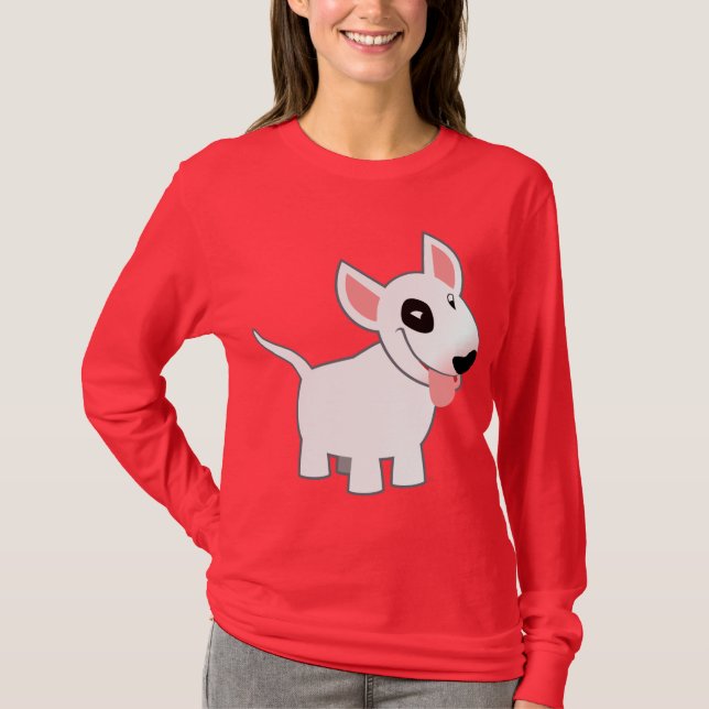 Niedlicher Cartoon Bull Terrier Women T - Shirt (Vorderseite)
