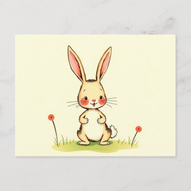 Niedlicher Cartoon Bunny Postkarte (Vorderseite)