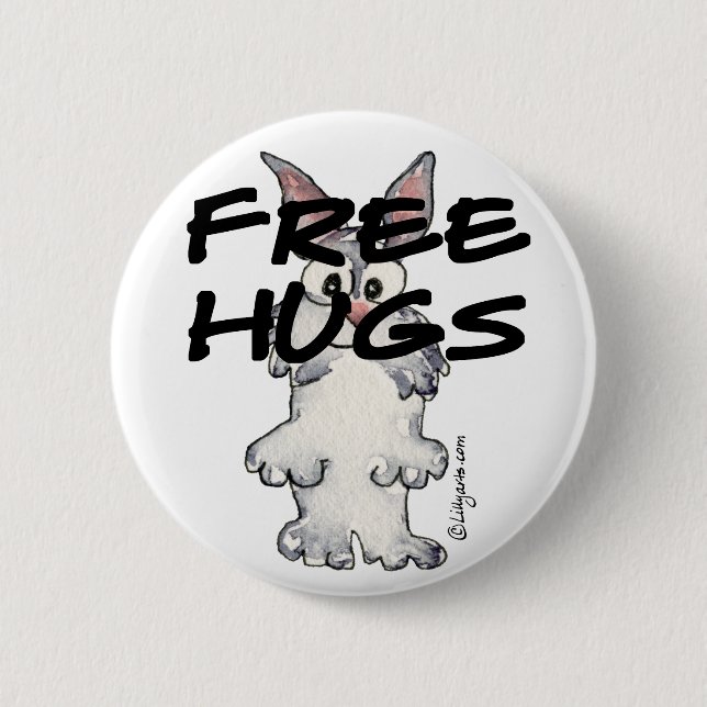 Niedlicher Cartoon Bunny Rabbit Free Hugs Button (Vorderseite)