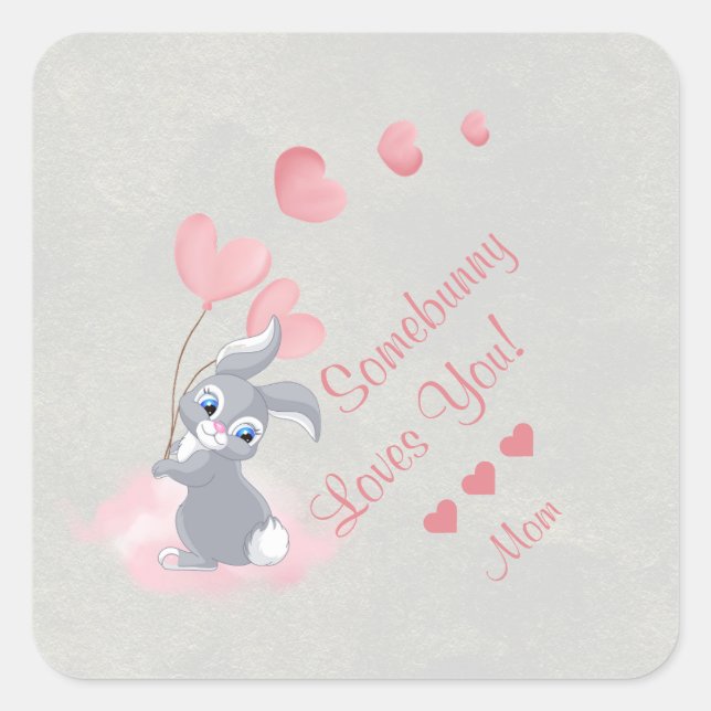 Niedlicher Cartoon Bunny Valentine Aufkleber (Vorderseite)