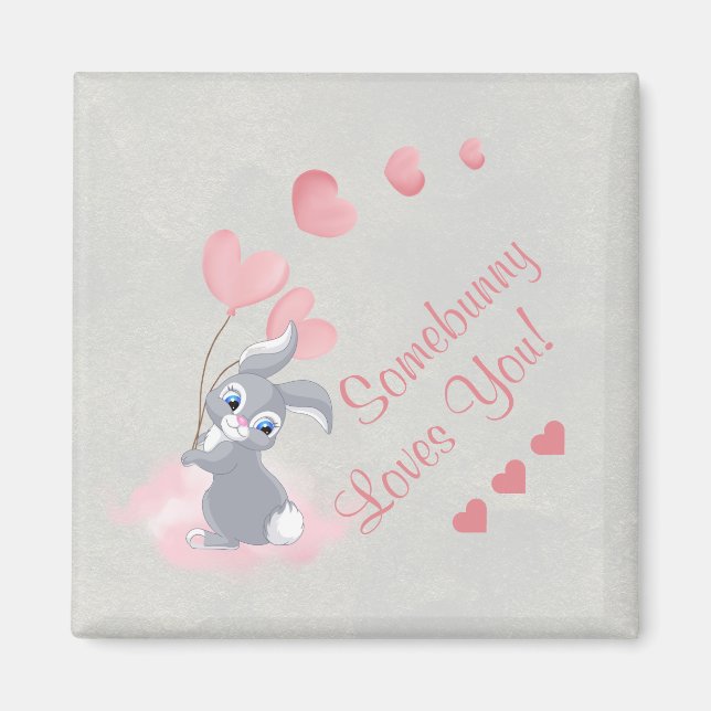 Niedlicher Cartoon Bunny Valentine Magnet (Vorne)