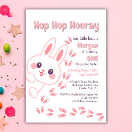 Niedlicher Cartoon Bunny Winning One Girls 1. Gebu Einladung