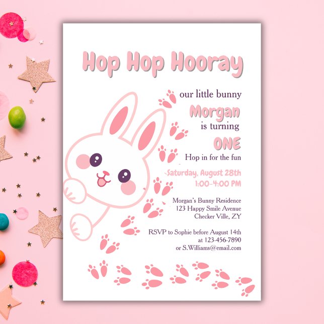 Niedlicher Cartoon Bunny Winning One Girls 1. Gebu Einladung (Von Creator hochgeladen)