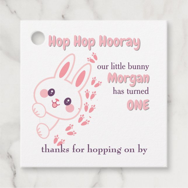 Niedlicher Cartoon Bunny Winning One Girls 1. Gebu Geschenkanhänger (Vorderseite)