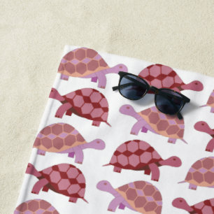 Niedlicher Cartoon Burgundy Tortoise Pattern Strandtuch