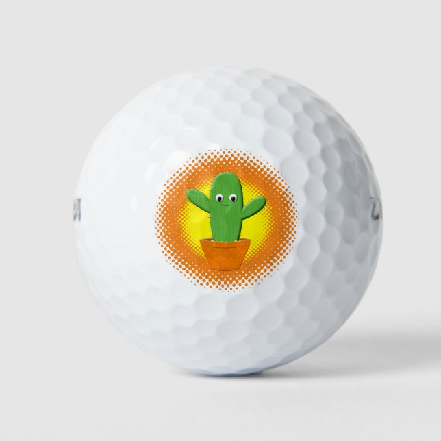 Niedlicher Cartoon Cactus Golfball (Vorderseite)
