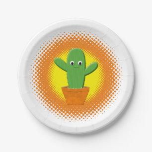 Niedlicher Cartoon Cactus Pappteller
