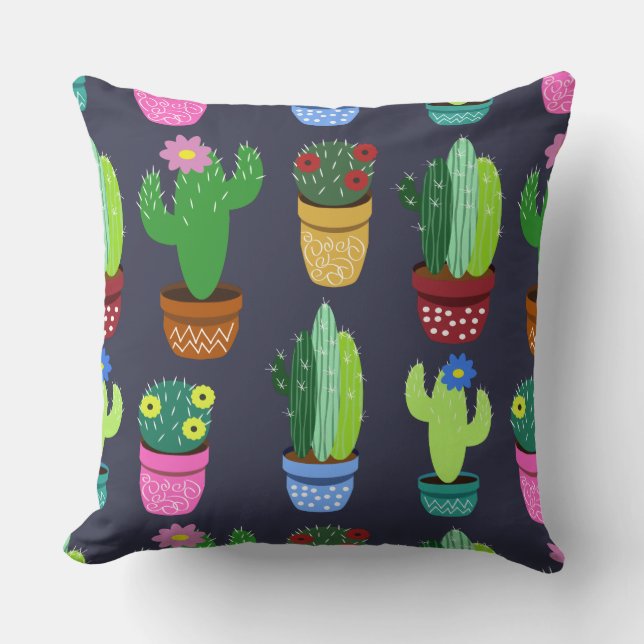 Niedlicher Cartoon Cactus Pattern Kissen (Vorderseite)
