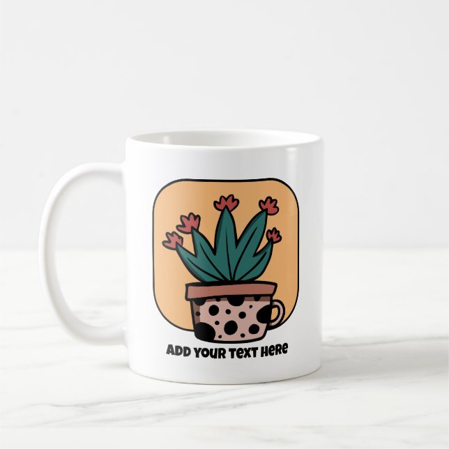 Niedlicher Cartoon Cactus Pflanze Personalisiert Kaffeetasse (Links)