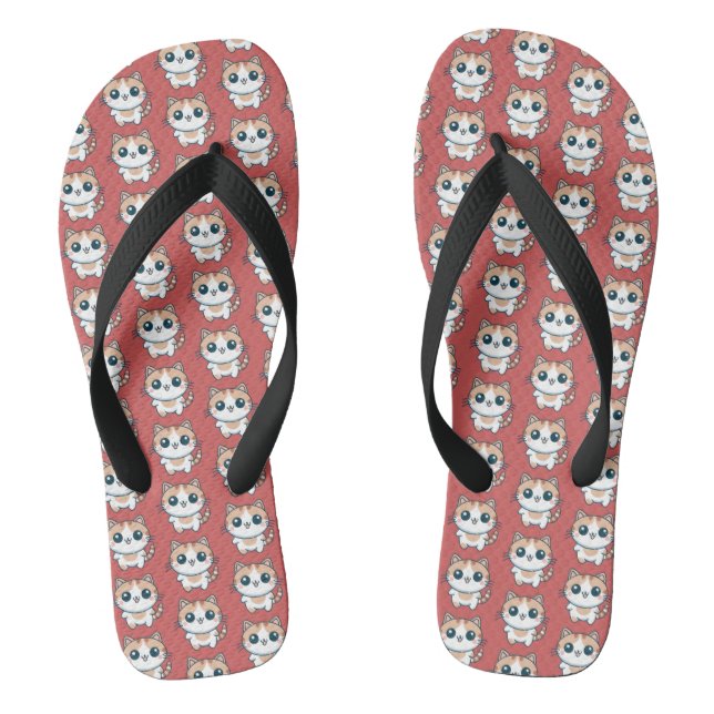 Niedlicher Cartoon Calico Cat Flip Flops (Fußbett)