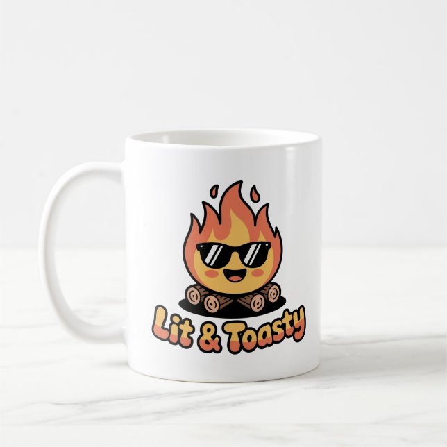 Niedlicher Cartoon Campfire Zitat Kawaii Wandern Kaffeetasse (Links)
