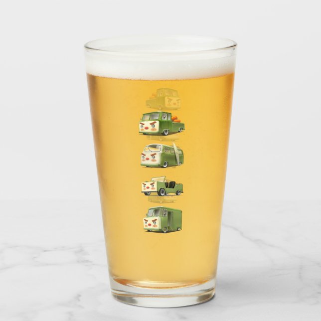 Niedlicher Cartoon Cars Lineup Glas (Vorne (Gefüllt))