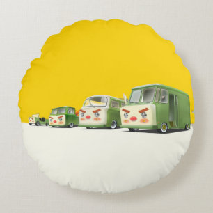 Niedlicher Cartoon Cars Lineup Rundes Kissen