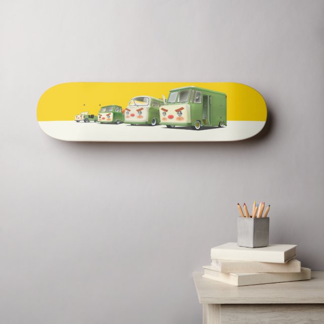 Niedlicher Cartoon Cars Lineup Skateboard (Wandkunst (Horz))